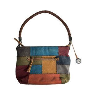 The Sak Purse Indio Patchwork Boho 70s Hippie Slouchy Shoulder Bag Leather Suede